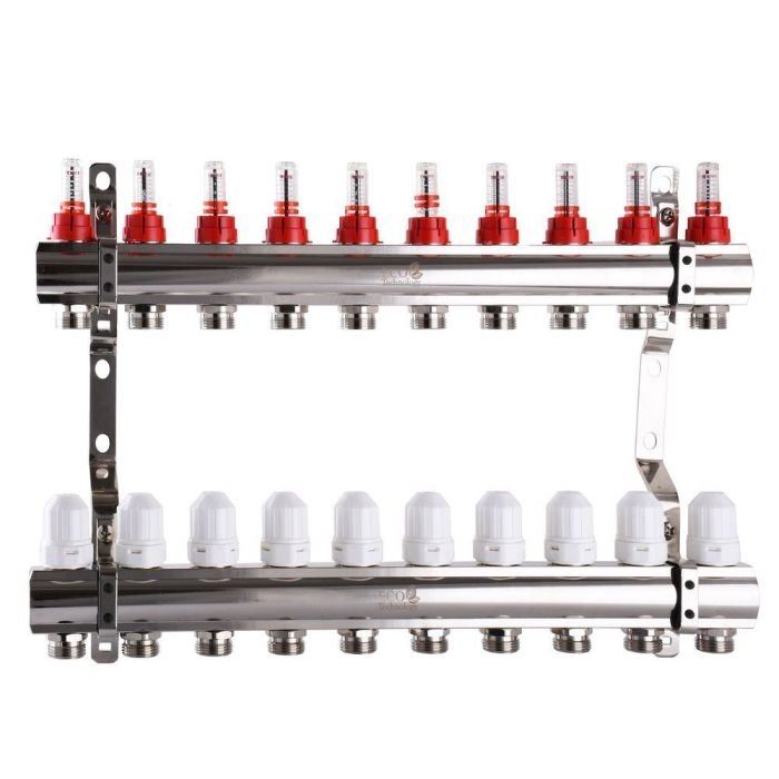 Колектор з витратомірами,регуляторами та кріпленнями 1"х10